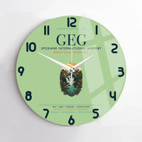 Thumbnail for Spokane International Airport (GEG) design on light green no frame wall clock