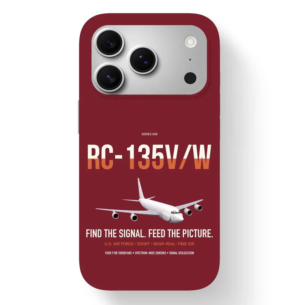 RC-135V W Rivet Joint design on dark red magsafe iphone case, for iPhone 17 Pro