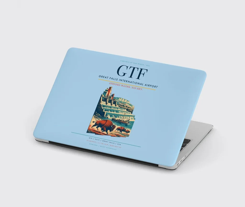 Great Falls International Airport (GTF) design on light blue MacBook case