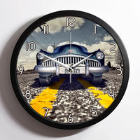 Thumbnail for Old Car and Planes aviation design on premium wood and metal wall clock.