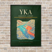 Thumbnail for Kamloops Airport YKA vertical canvas print - framed - dark green background