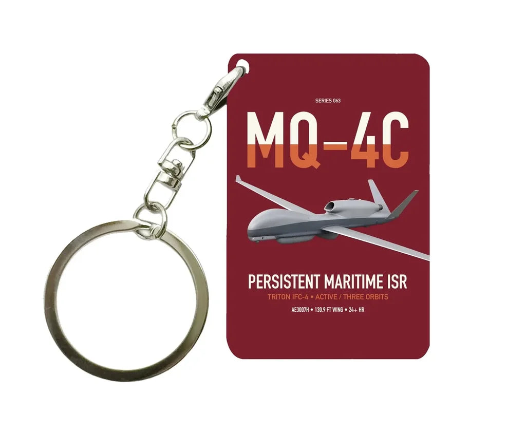 MQ-4C Triton IFC-4 design on dark red designed key chain, double-side print