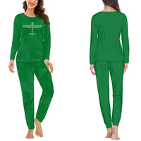 Thumbnail for Propeller Shape Aviation Alphabet women pajamas - Green