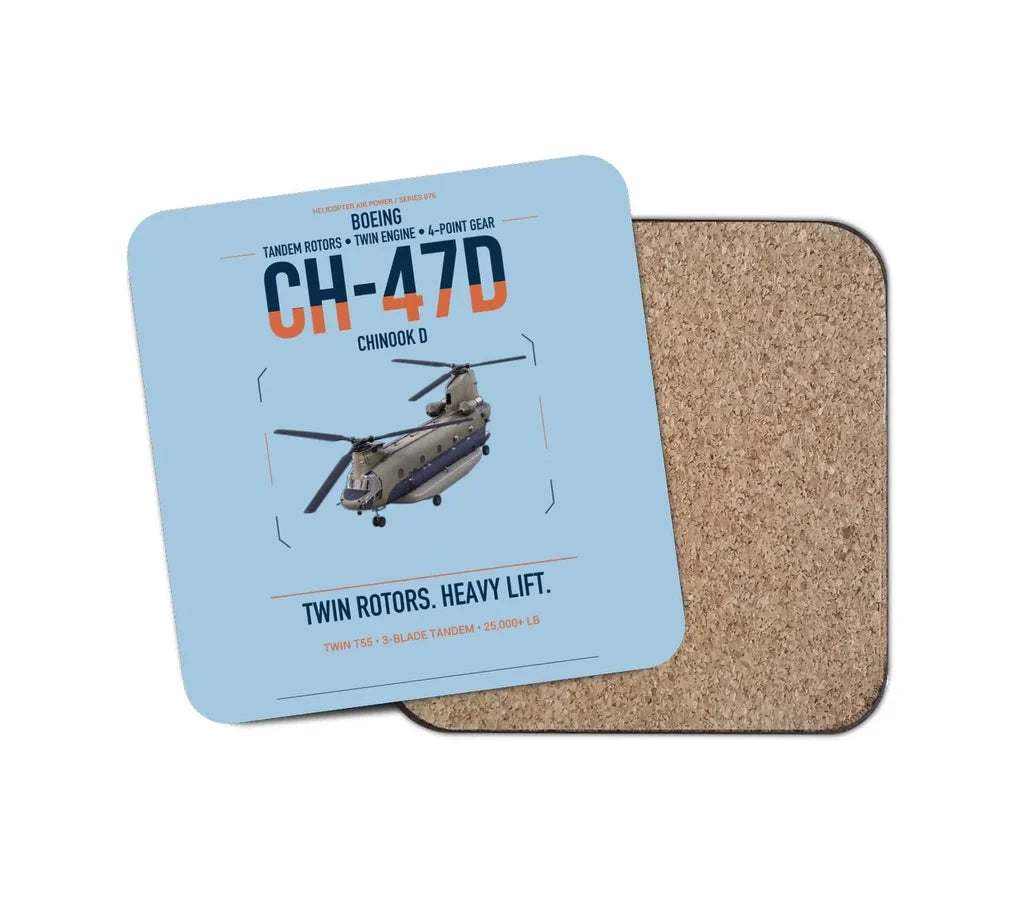 Boeing CH-47D design on light blue 1 piece coaster
