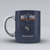 Thumbnail for Bell 205A-1++ design on dark blue ceramic mug, double-side print
