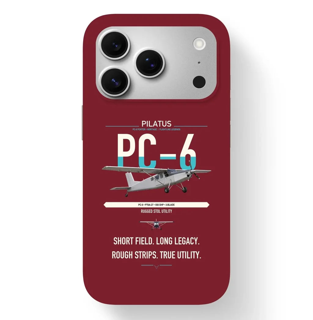 Pilatus PC-6 Porter design on dark red magsafe iphone case, for iPhone 17 Pro