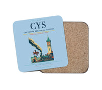 Thumbnail for Cheyenne Regional Airport (CYS) design on light blue 1 piece coaster