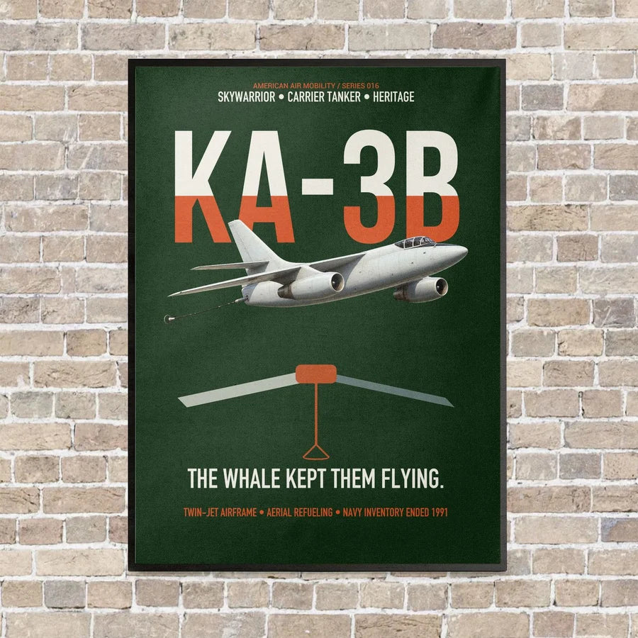 KA-3B Skywarrior vertical canvas print - framed - dark green background