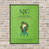 Thumbnail for San José Mineta International Airport SJC vertical canvas print - framed - light green background