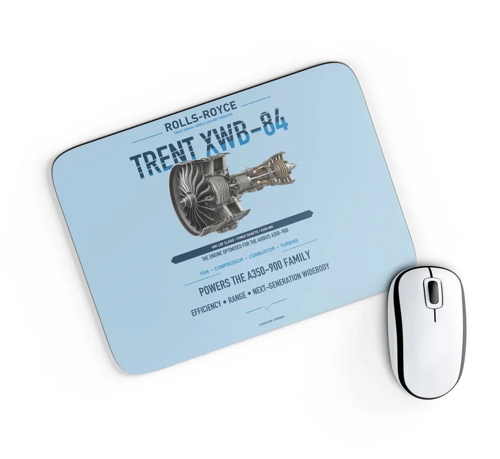 TRENT XWB-84 design on light blue rectangle mouse pad