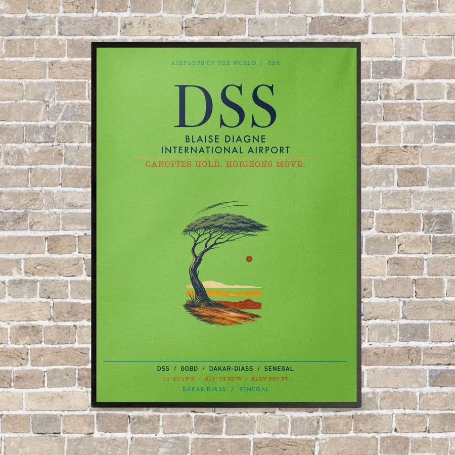 Blaise Diagne International Airport DSS vertical canvas print - framed - light green background