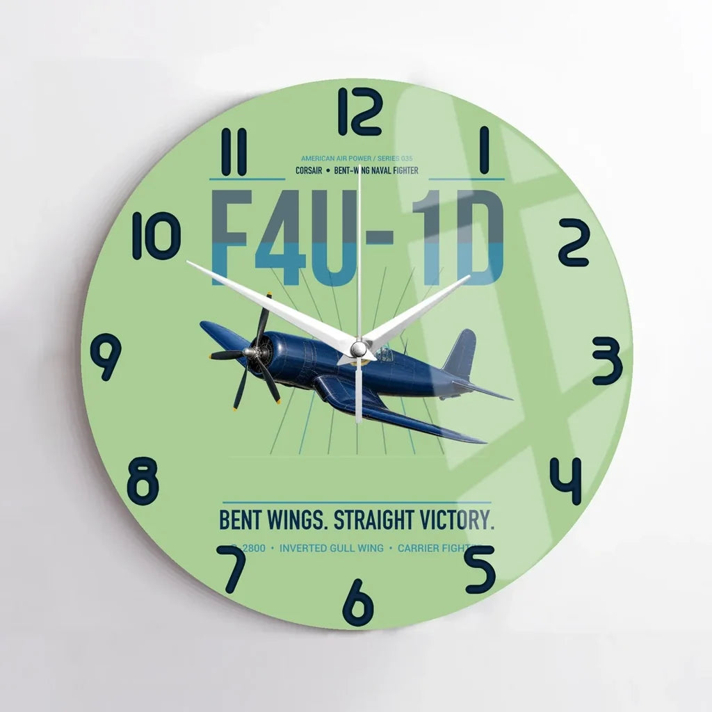 F4U-1D Corsair design on light green no frame wall clock