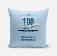 Thumbnail for Fokker 100 design on light blue pillow