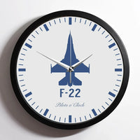 Thumbnail for Fighting Falcon F22 aviation design on premium wood and metal wall clock.