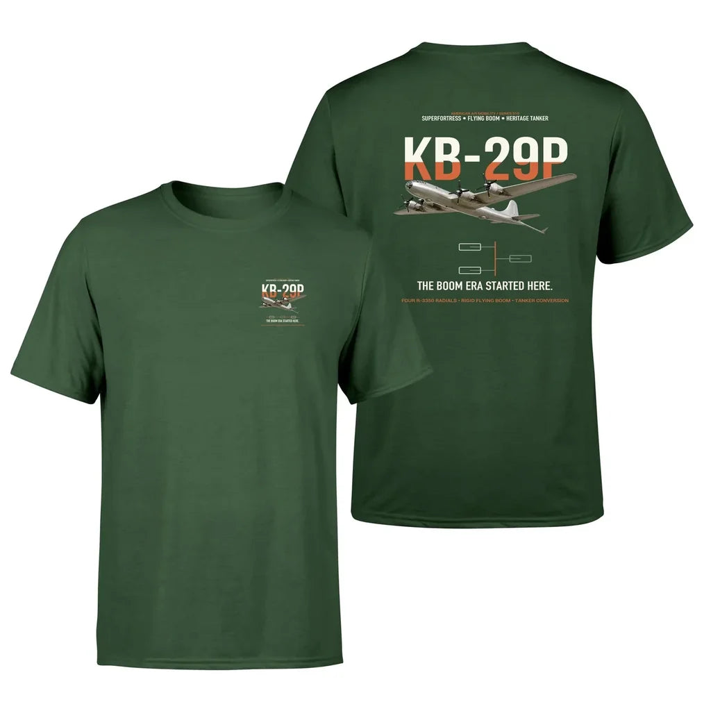 KB-29P SUPERFORTRESS design on dark green double-side t-shirt, double-side print