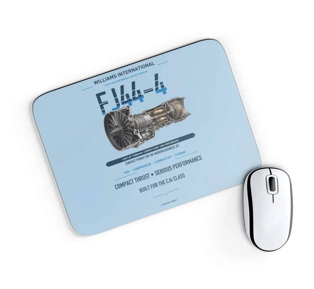 FJ44-4 design on light blue rectangle mouse pad