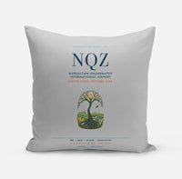 Thumbnail for Nursultan Nazarbayev International Airport Astana (NQZ) design on light gray pillow