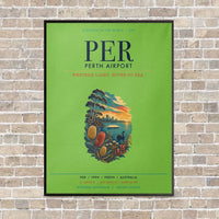 Thumbnail for Perth Airport PER vertical canvas print - framed - light green background