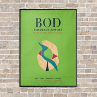 Thumbnail for Bordeaux Airport BOD vertical canvas print - framed - light green background