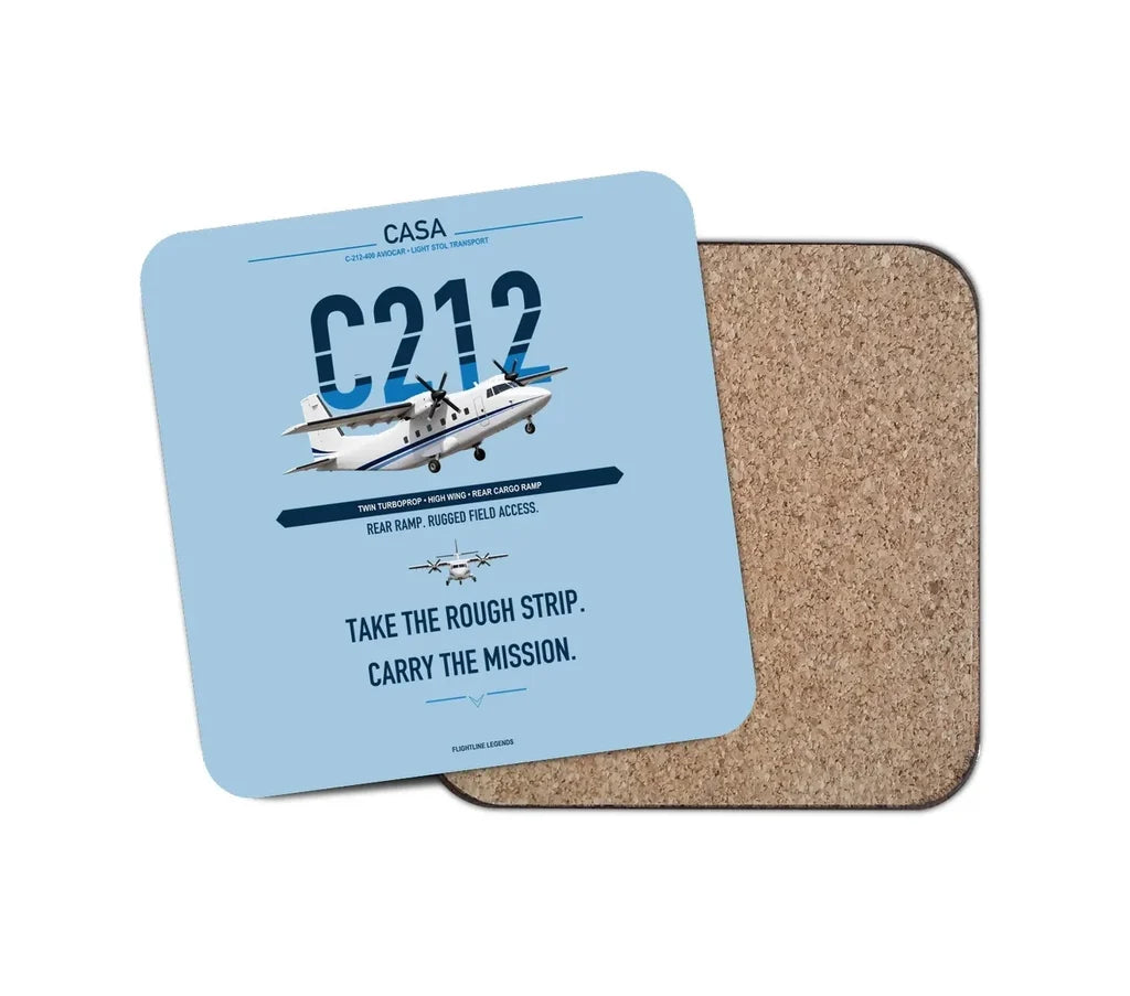 CASA C-212-400 Aviocar design on light blue 1 piece coaster