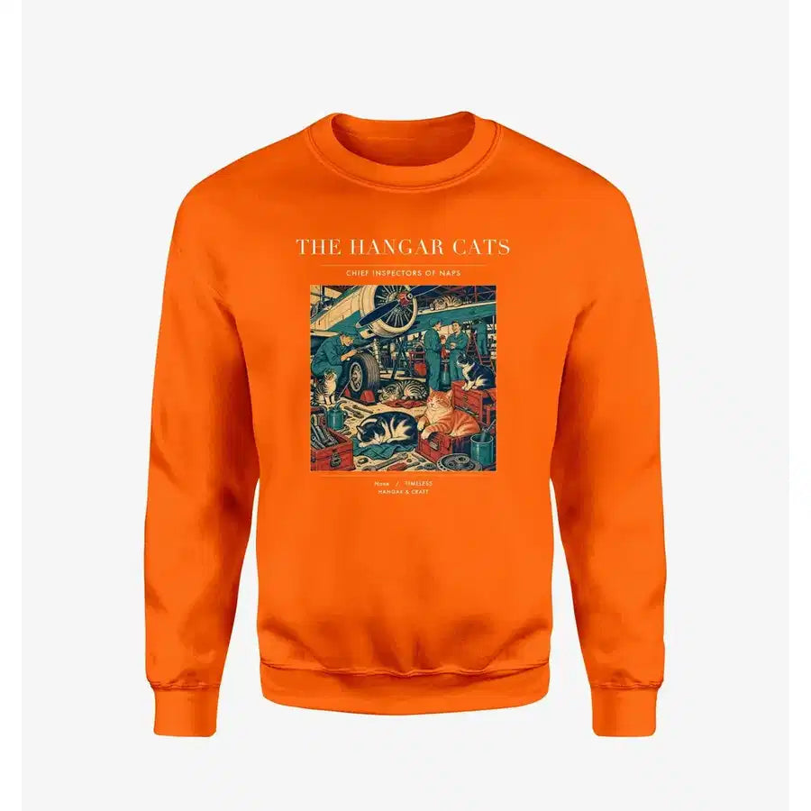VINTAGE G4137 - The Hangar Cats - Designed Sweatshirts design on orange