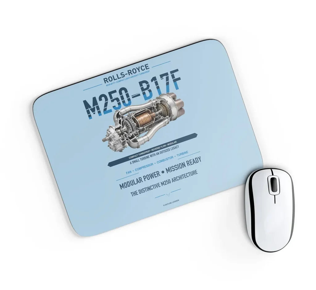 M250-B17F design on light blue rectangle mouse pad
