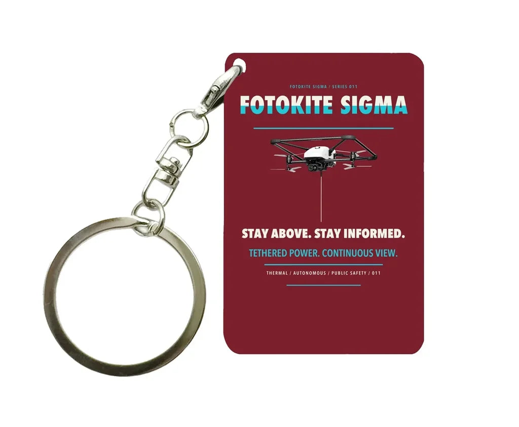 Fotokite Sigma Key Chain design on dark red key chain