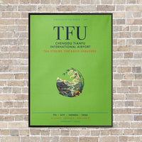 Thumbnail for Chengdu Tianfu International Airport TFU vertical canvas print - framed - light green background