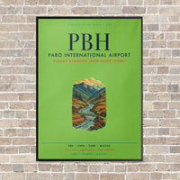 Thumbnail for Paro International Airport PBH vertical canvas print - framed - light green background