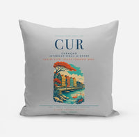 Thumbnail for Curaçao International Airport (CUR) design on light gray pillow