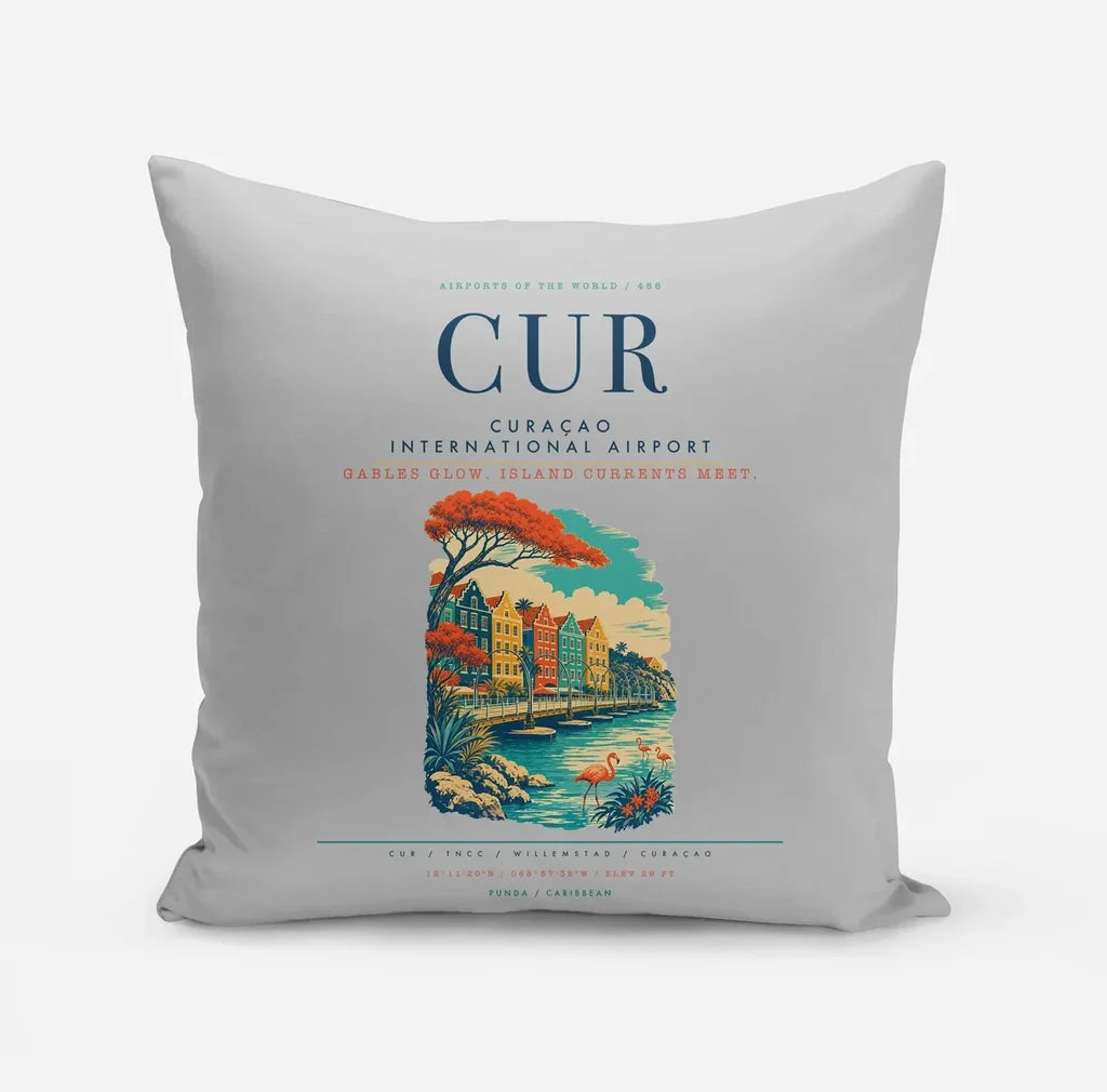 Curaçao International Airport (CUR) design on light gray pillow