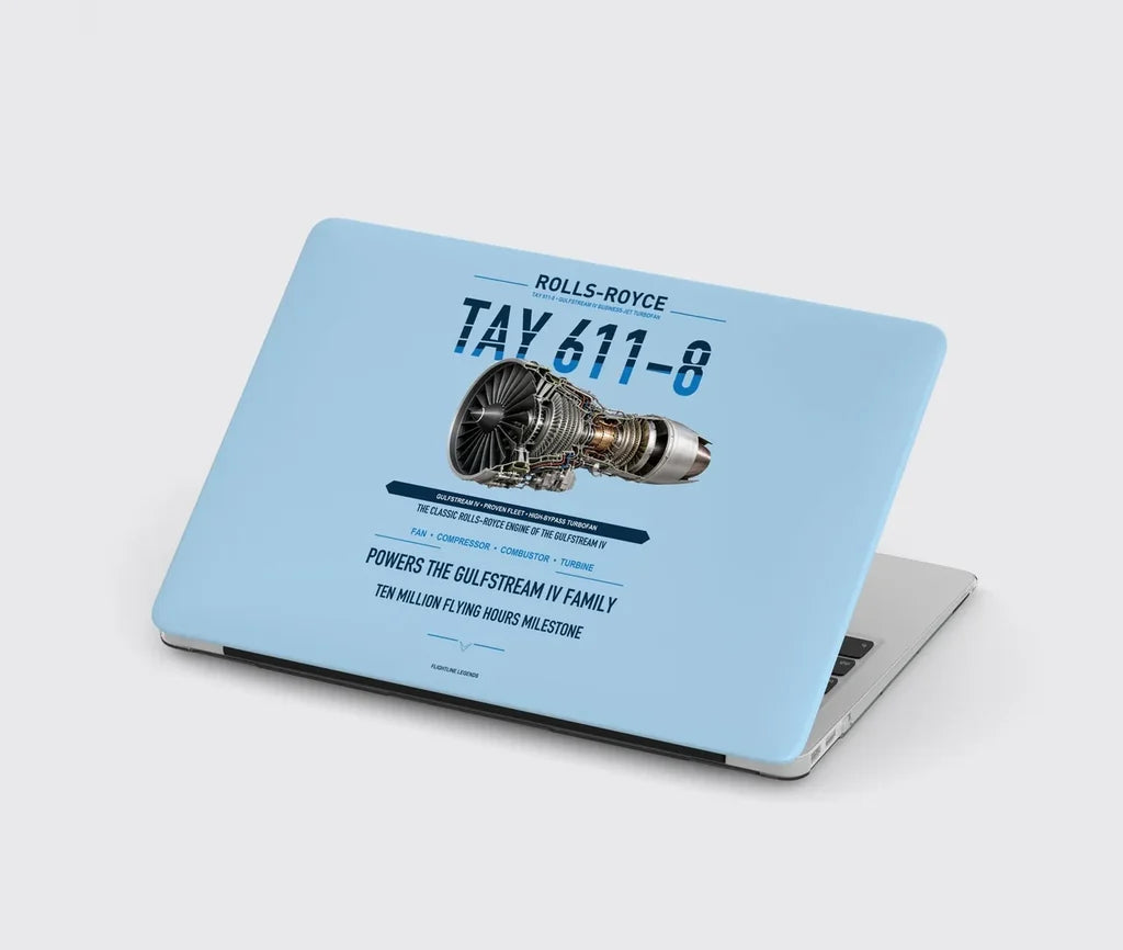 TAY 611-8 design on light blue MacBook case