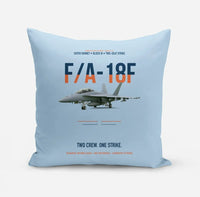 Thumbnail for F-A-18F Super Hornet Block III Two Crew One Strike design on light blue pillow