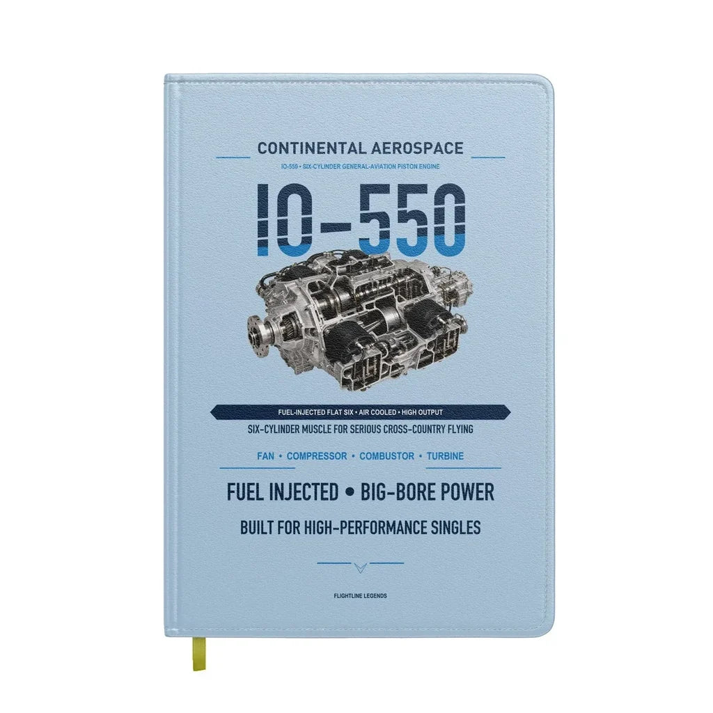 IO-550 design on light blue notebook