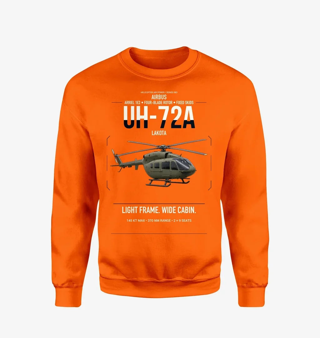 Airbus UH-72A Lakota design on orange sweatshirt