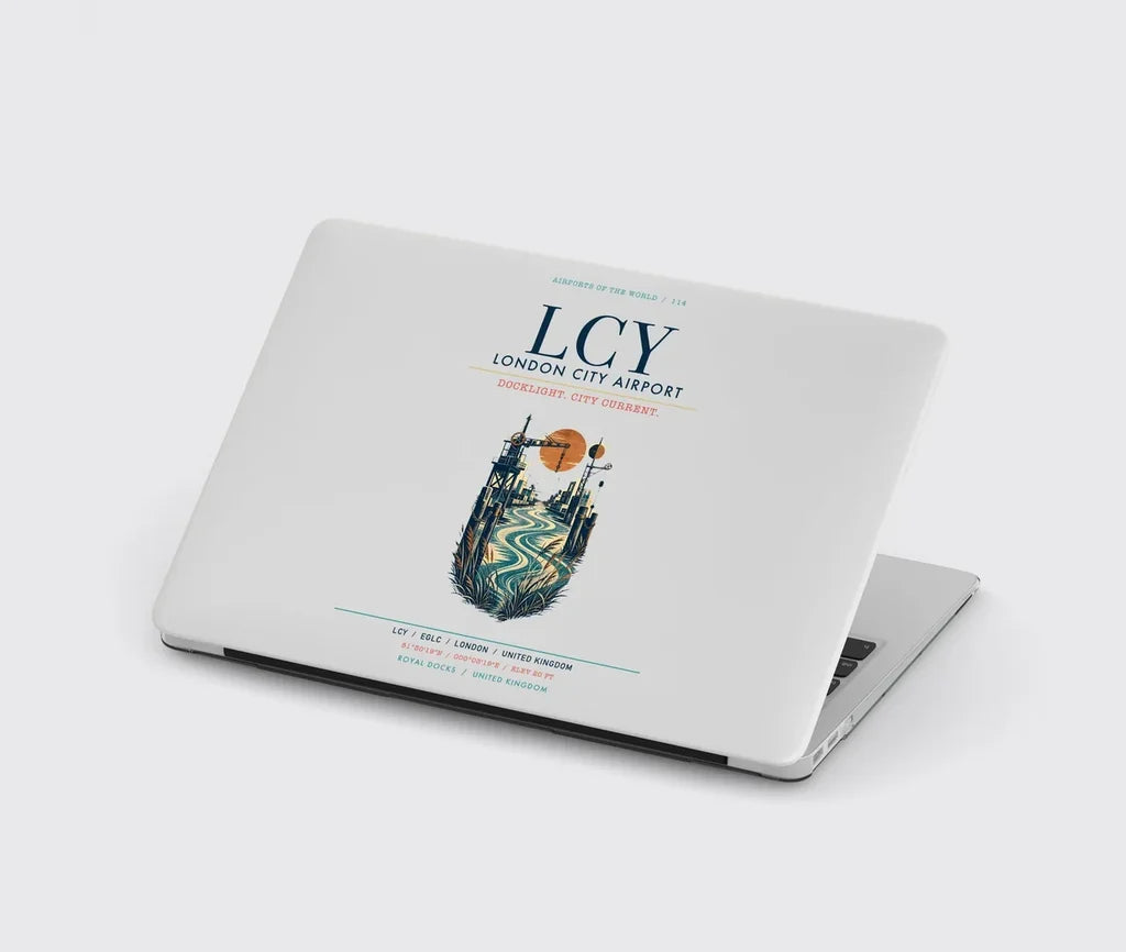 London City Airport (LCY) design on light gray MacBook case