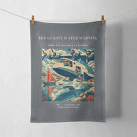 Thumbnail for VINTAGE G4280 - The Glassy Water Warning - Designed Towels design on gray