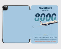 Thumbnail for Bombardier Global 8000 design on light blue ipad tablet case