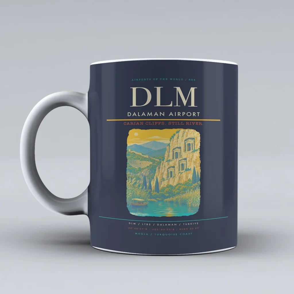 Airport DLM Mug design on dark blue dalaman