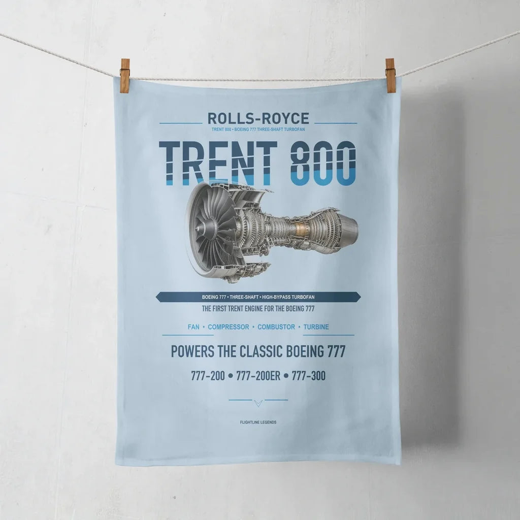 TRENT 800 design on light blue towel