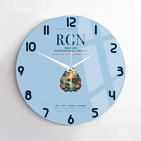 Thumbnail for Yangon International Airport (RGN) design on light blue no frame wall clock