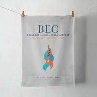 Thumbnail for Belgrade Nikola Tesla Airport (BEG) design on light gray towel