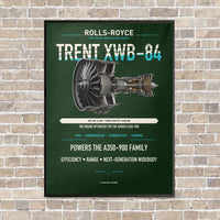 Thumbnail for TRENT XWB-84 vertical canvas print - framed - dark green background