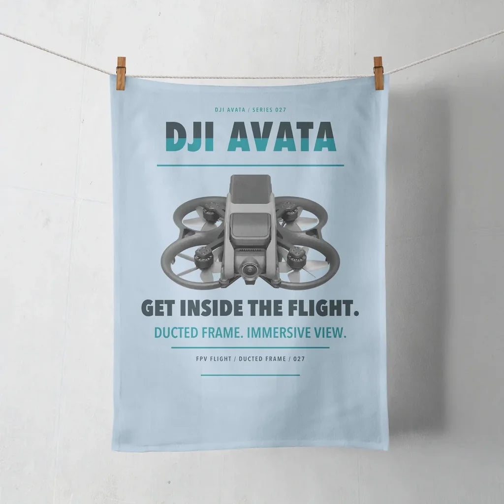 DJI Avata design on light blue towel