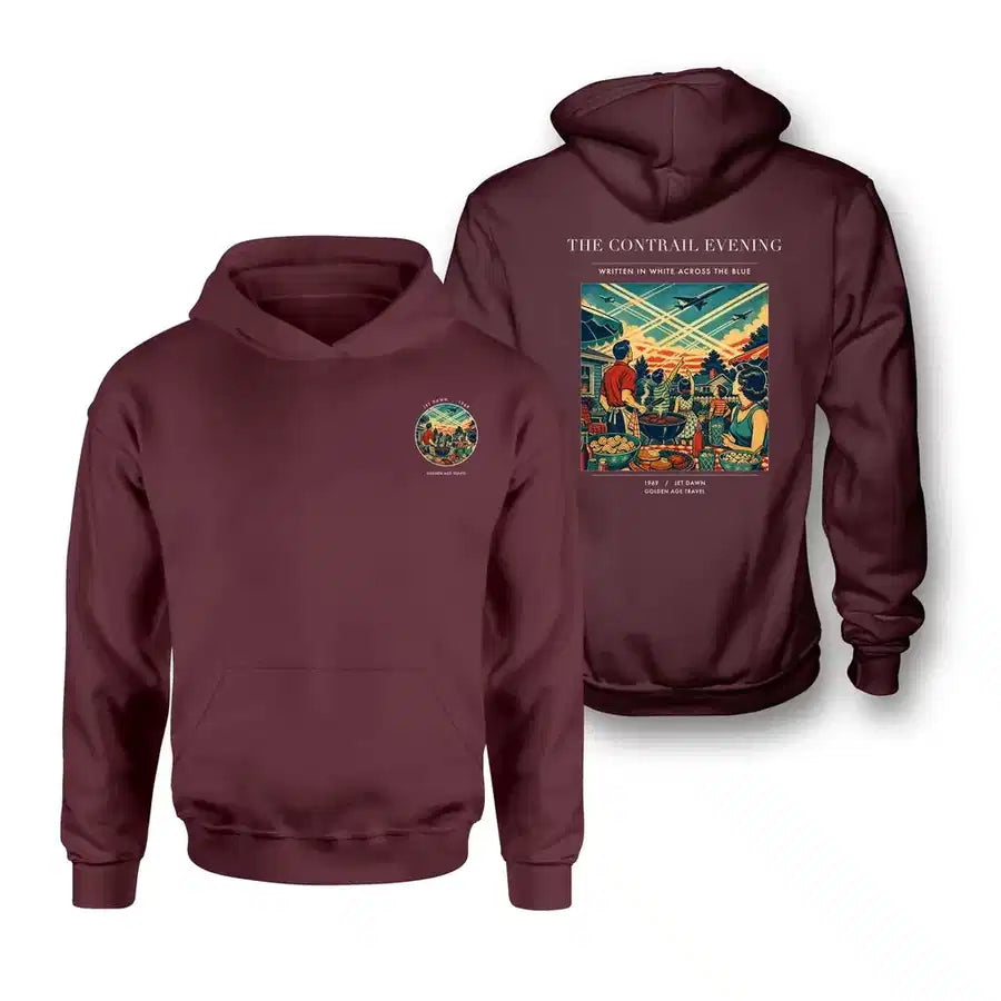 VINTAGE G4135 - The Contrail Evening - Double-Side Hoodie design on darkred double side