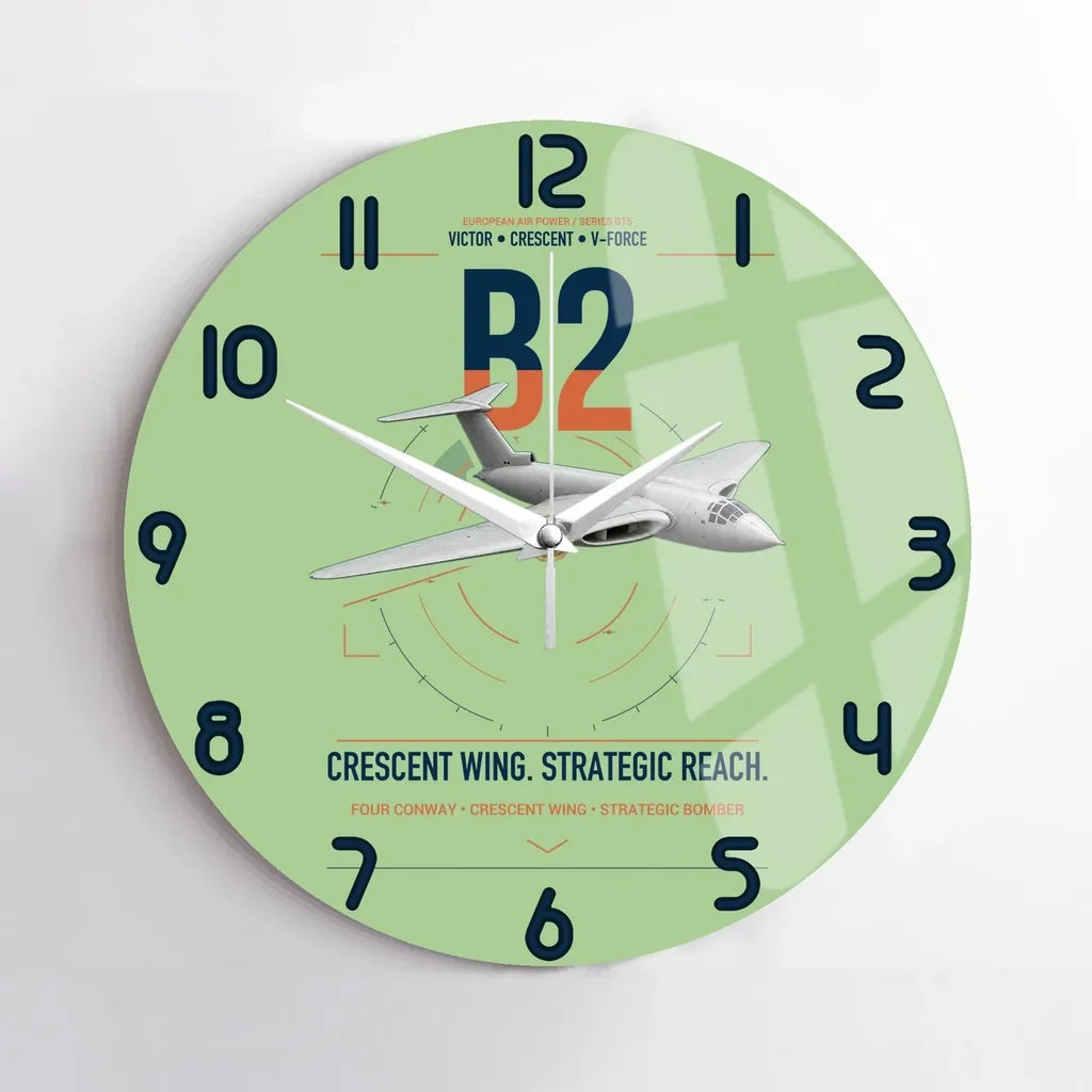 Handley Page Victor B2 design on light green no frame wall clock