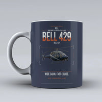 Thumbnail for Bell 429 design on dark blue ceramic mug, double-side print