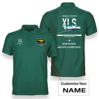 Thumbnail for Cessna Citation XLS design on green+name double-side polo t-shirt, double-side print