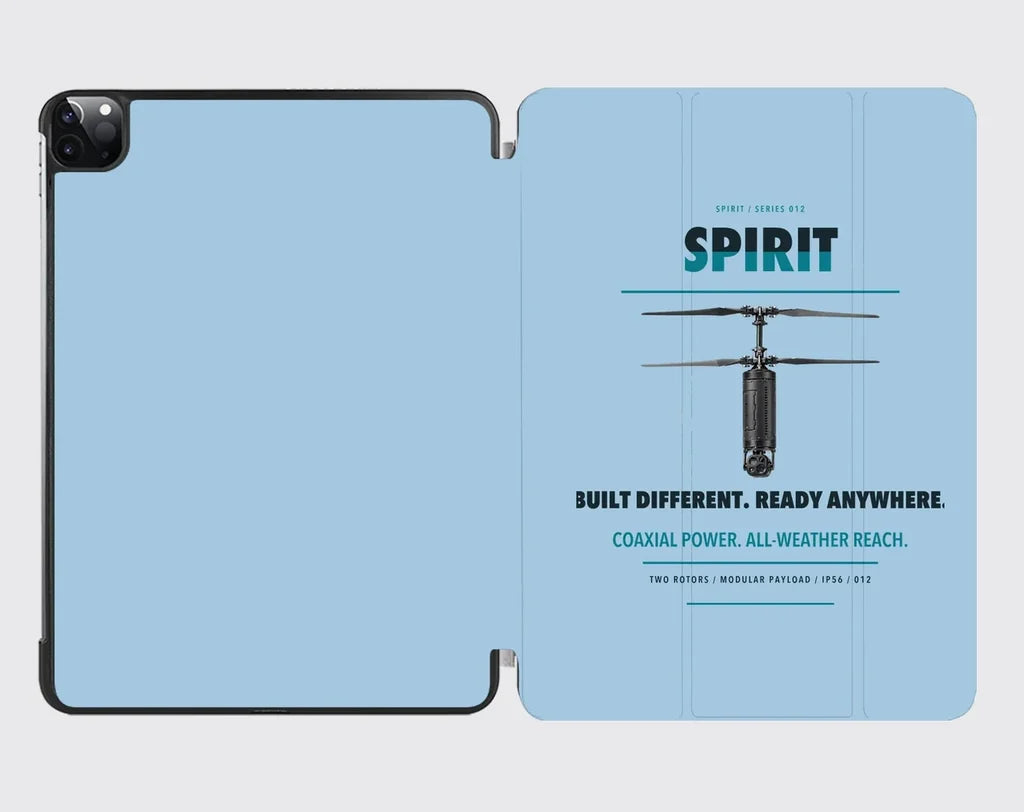 Ascent AeroSystems Spirit design on light blue ipad tablet case