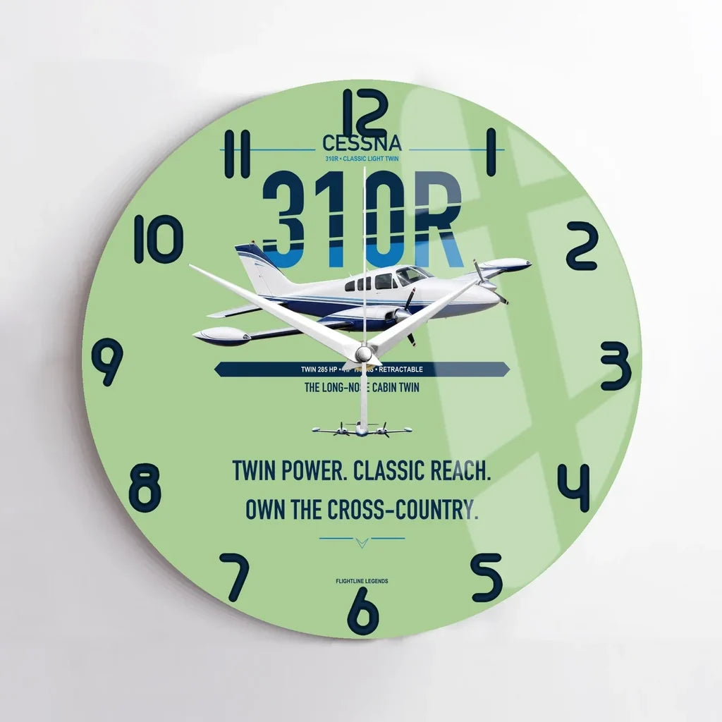 Cessna 310R design on light green no frame wall clock